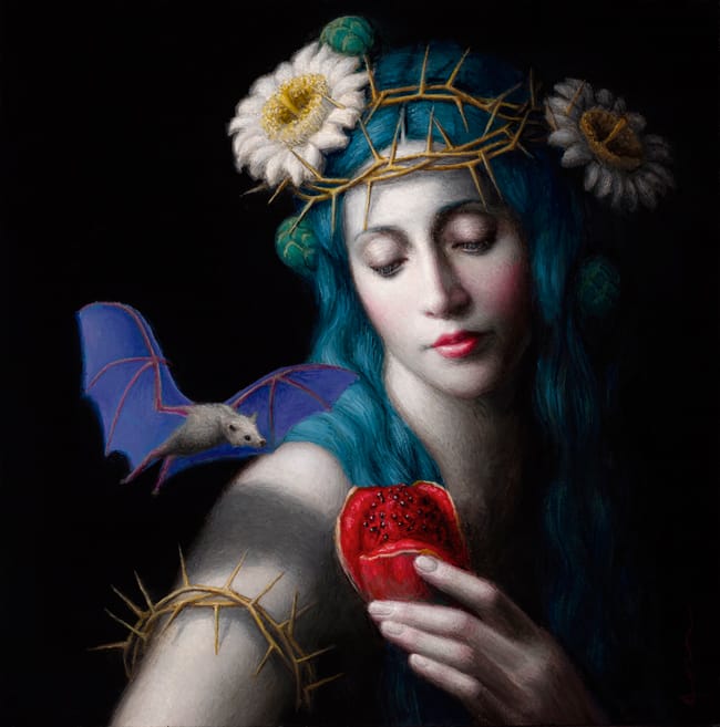"Offering" by Chie Yoshii - A part of "Brink" art exhibition for the benefit of The Audubon Society of Portland at Antler Gallery - Online preview by beautiful.bizarre art magazine