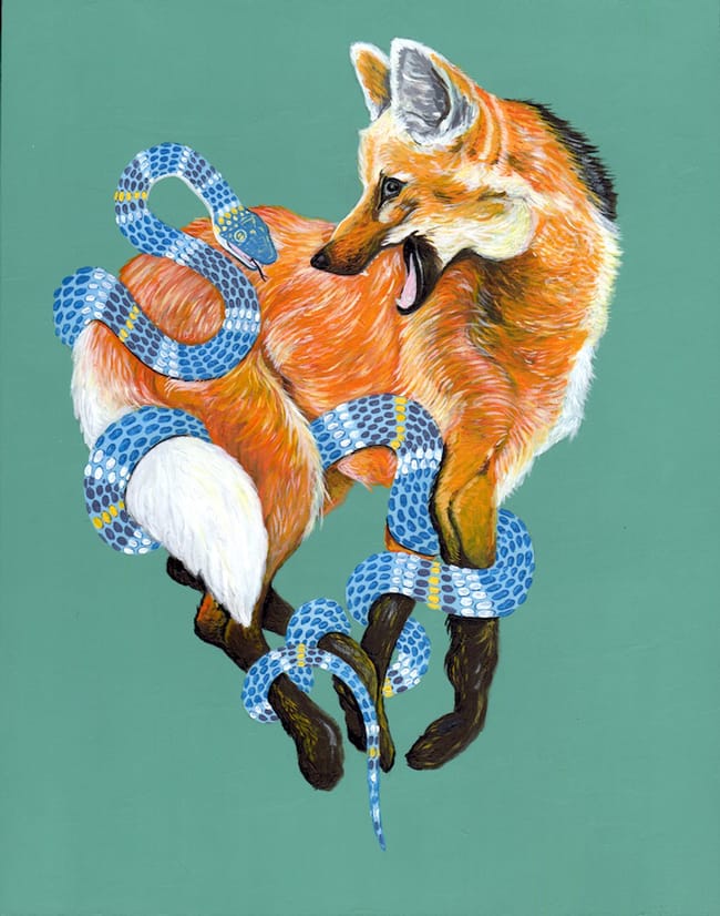 "Maned Wolf" by Neil Perry - On view at Antler Gallery as a part of "Brink" - an art exhibition for the benefit of The Audubon Society of Portland - Preview and article by beautiful.bizarre