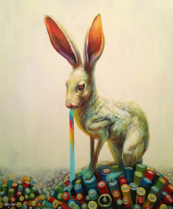 Martin Wittfooth surreal rabbit animal painting 