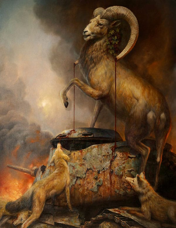 Martin Wittfooth destruction ram animal painting 
