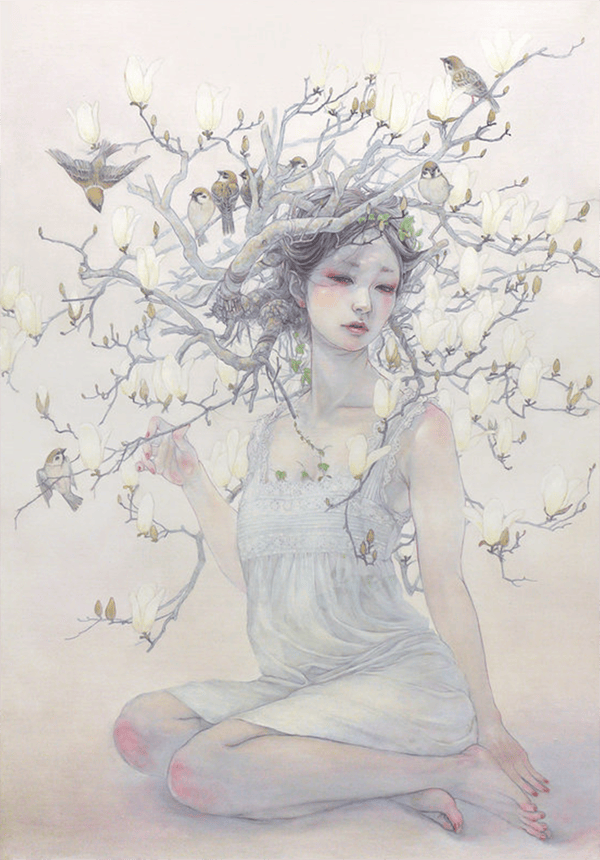 Girl With Flowers In Her Hair Painting Wedding Galery