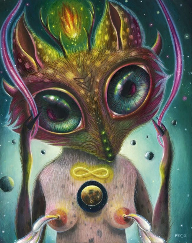 Peca pop surrealism animal creature painting 