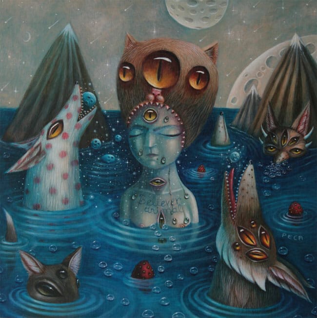 Peca pop surrealism animal creature painting 