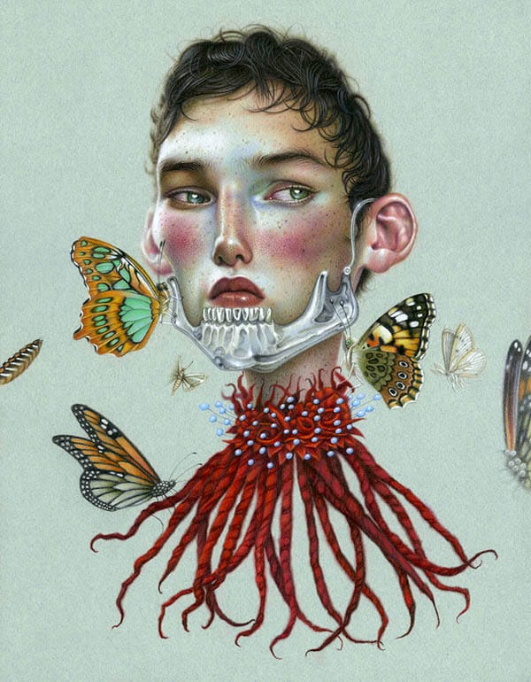 Troy Brooks surreal half skeleton portrait illustration drawing - How do you market your art to gain recognition from galleries and collectors?