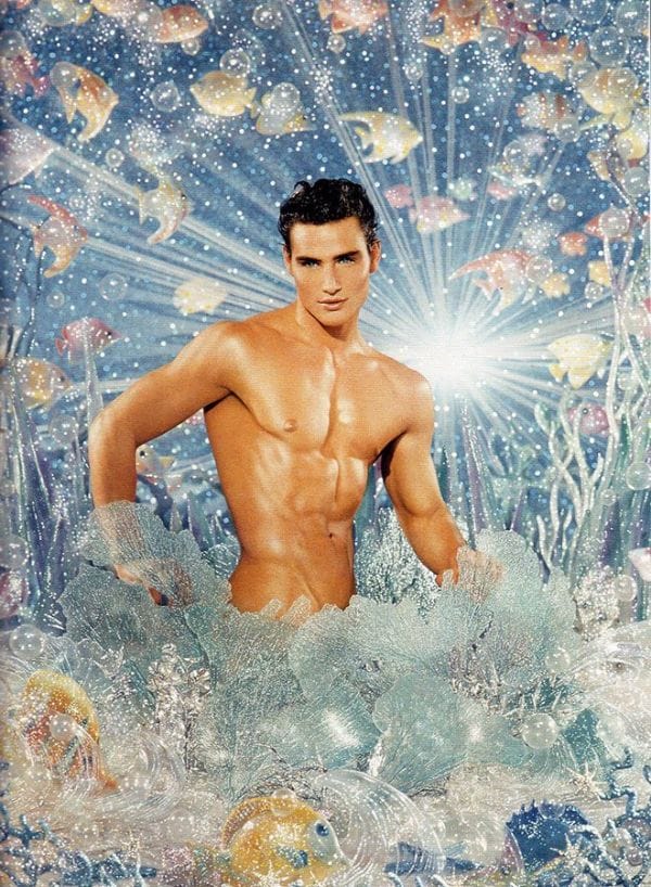 Pierre et Gilles Portrait Man Glistening Chest Marine Creatures