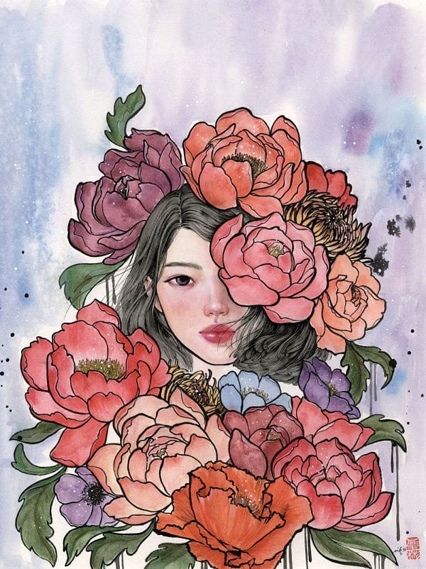 Stella Im Hultberg floral woman painting