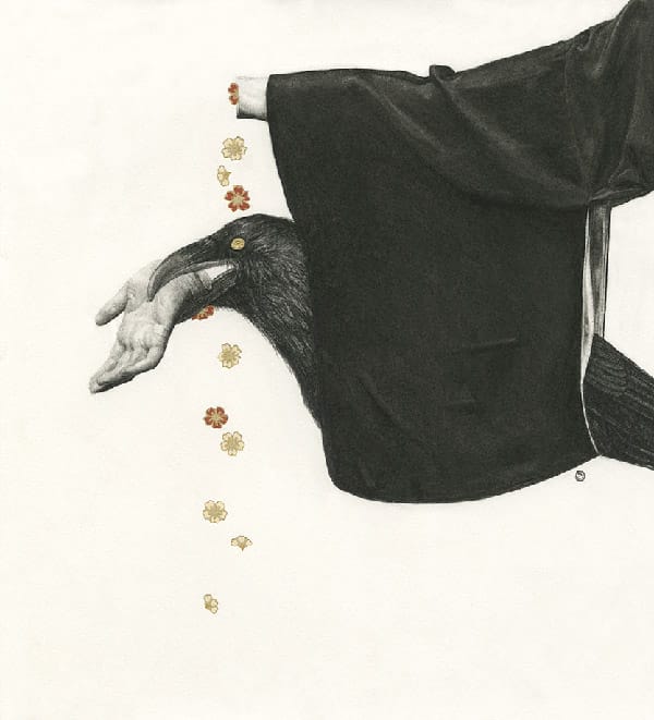 Stephanie Inagaki crow decapitated hand drawing