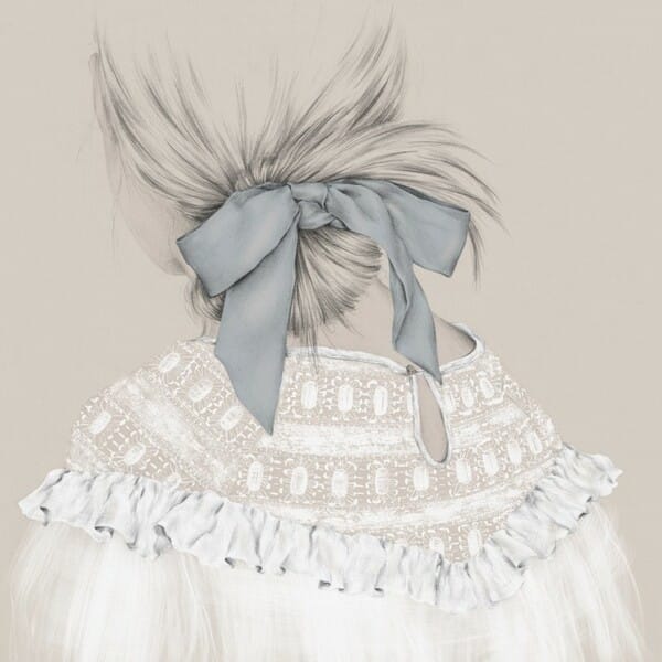 Emma Leonard girl with blue ribbon painting