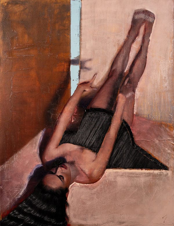 J Louis weightless in a heavy space oil painting 