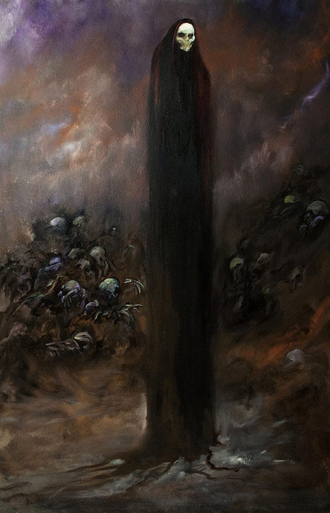 Jody Fallon dark art skeleton painting