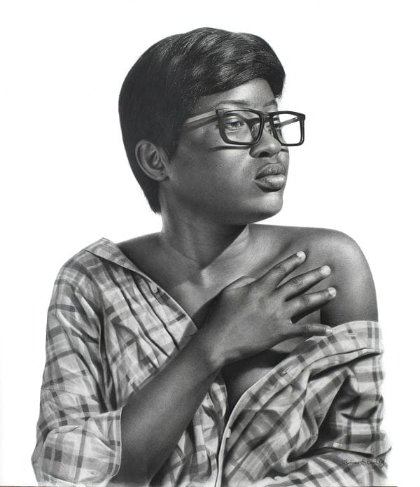 Arinze Stanley hyper-realistic I Be Lady drawing 