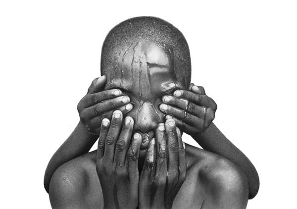 Arinze Stanley hyper-realistic innocence drawing 