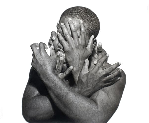 Arinze Stanley hyper-realistic black noise drawing 