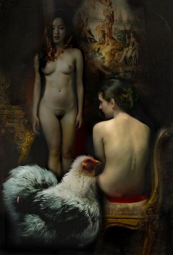 Iva Troj Fed The Lions II nude realistic painting 
