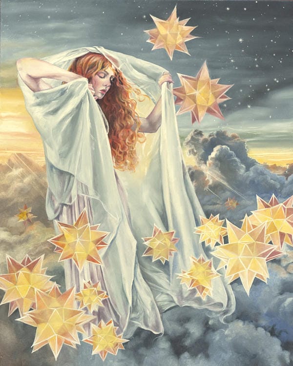 Jennifer Hrabota Lesser “Eos” goddess painting at Haven Gallery