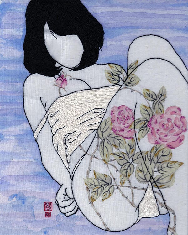 Jessica So Ren Tang rose textile paint embroidery 