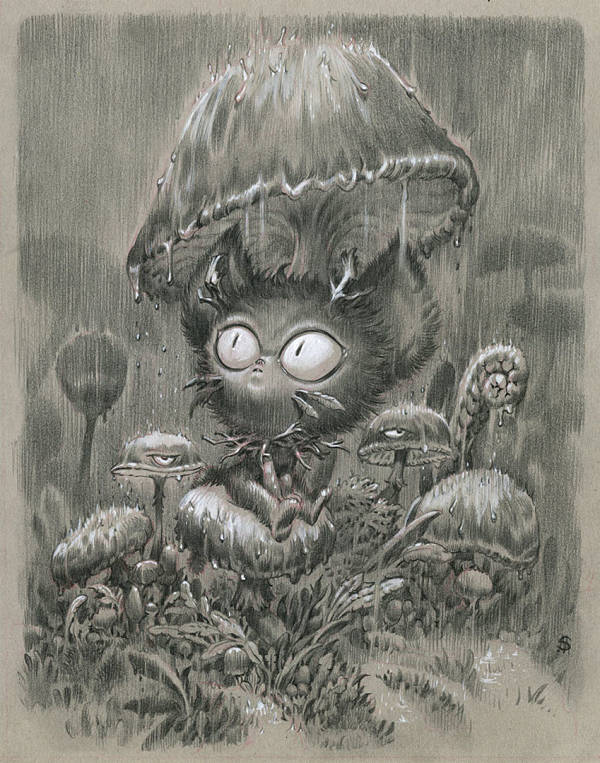 Stan Manoukian “Rainy Night” surreal creature illustration 