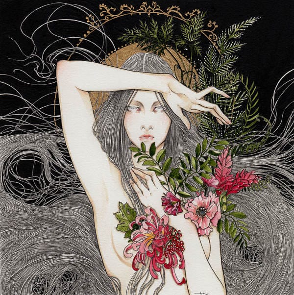 Andi Soto "Closing Heart" surreal mixed media portrait 