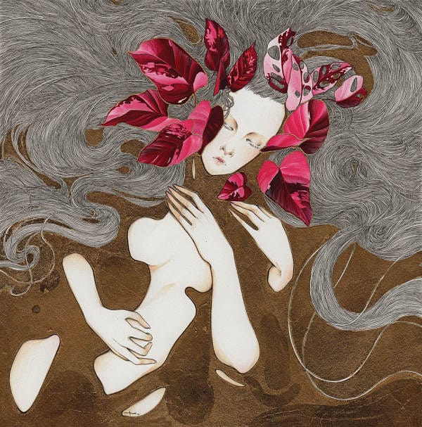 Andi Soto "Emotions in Sand nude mixed media drawing