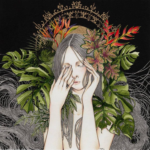 Andi Soto Tropical Sleeper pop surrealism plants portrait 