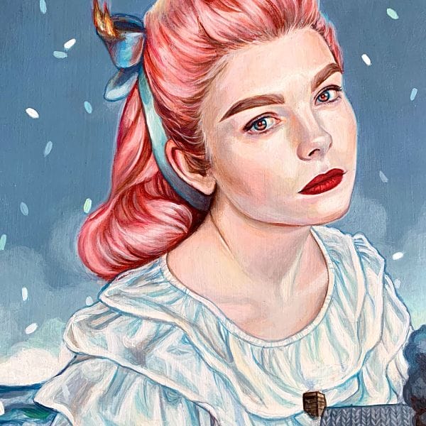 Edith Lebeau "Destroy Everything You Touch" pink hair surreal portrait 