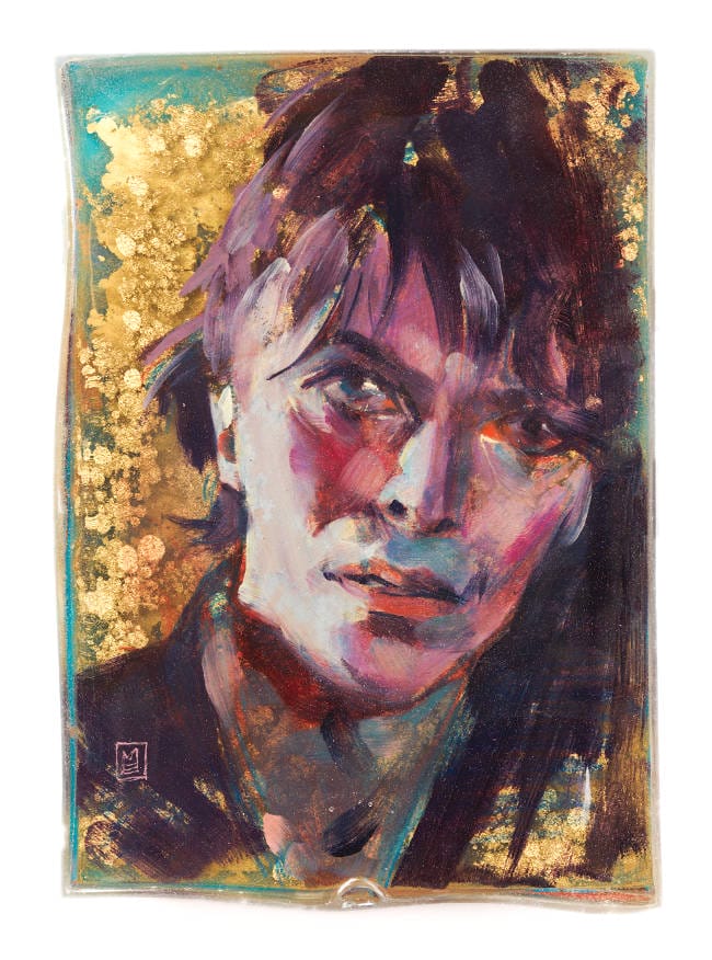 Marc Scheff mixed media resin Bowie portrait