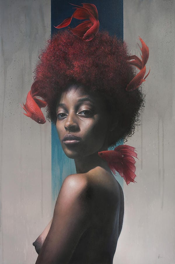 Grant Gilsdorf surreal fish woman portrait painting 