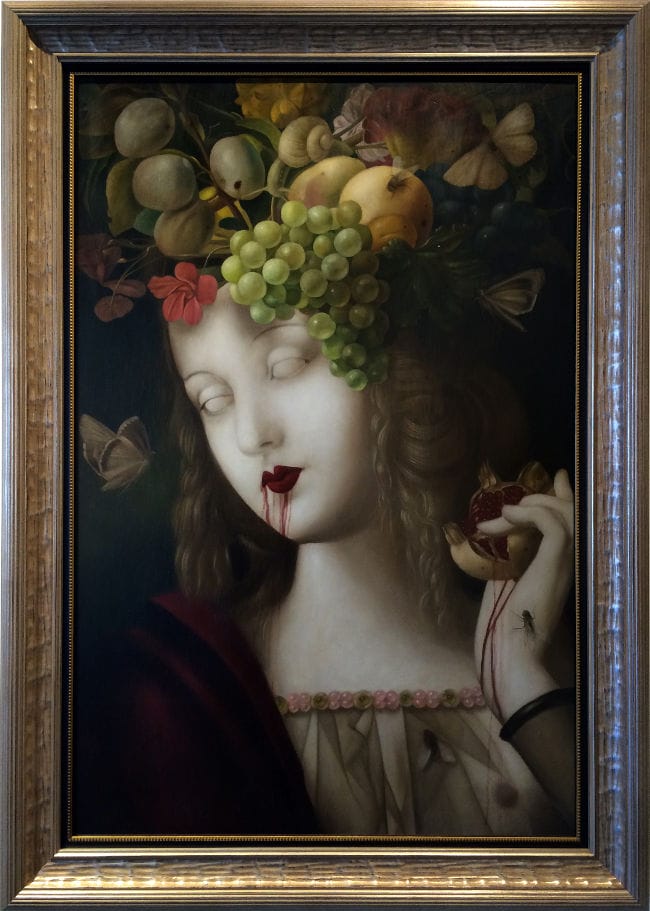 Stephen Mackey dripping fruit surreal painting 