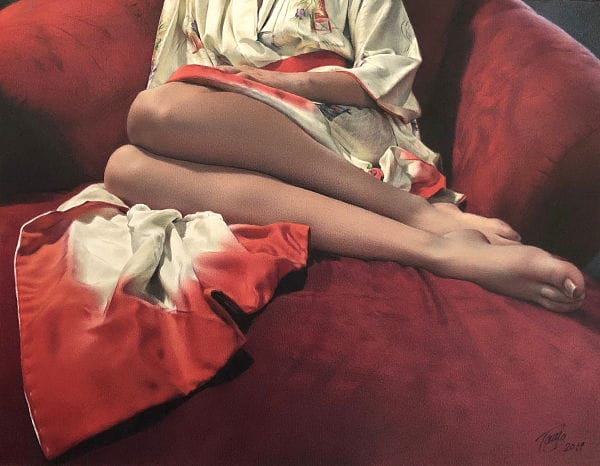 Tanja Gant Oracle woman's legs contemporary realism PoetsArtists painting 