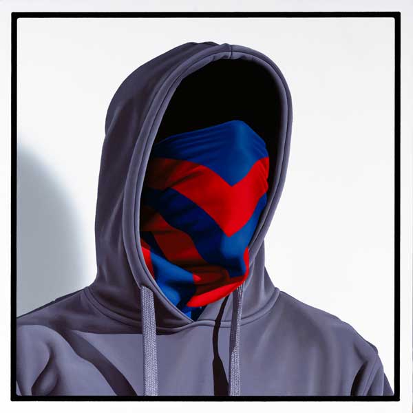 Nuno Viegas hooded figure surreal painting at Thinkspace 