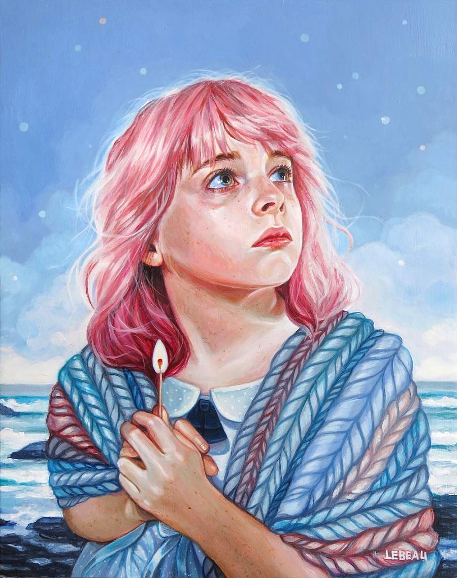 Edith Lebeau girl with pink hair painting Modern Eden Gallery New Growth 