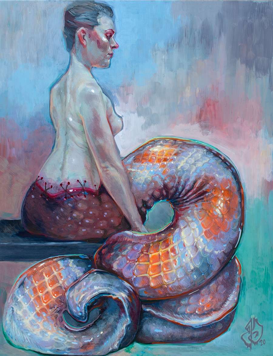 Jacqueline Gallagher pop surreal mermaid painting 