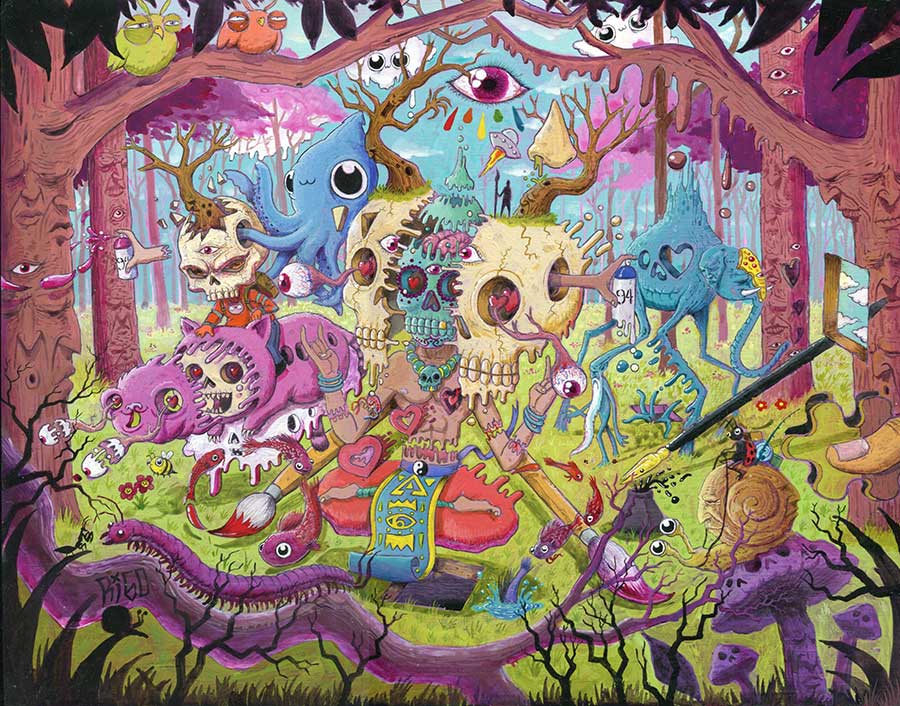 Rigo
"Natural Reza", Acrylic and pen on wooden board, 11 x 14"