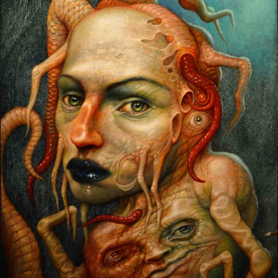 Chris Mars orange surreal heads