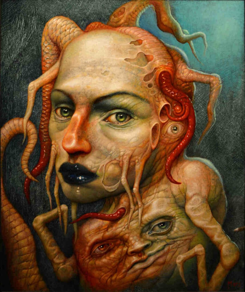 Chris Mars orange surreal heads