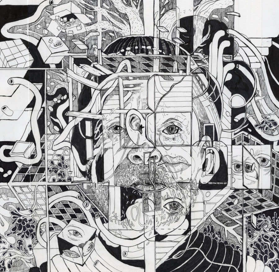 Eva Redamonti mans face surreal portrait