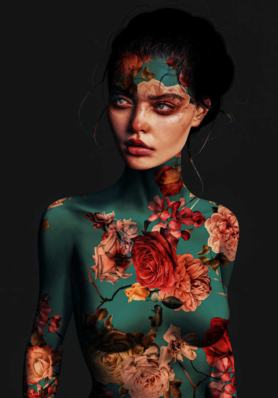 laura h rubin digital portrait alone in a crowd