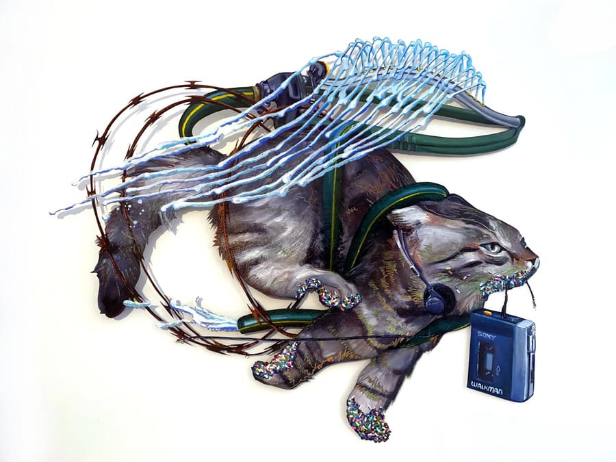 Joni Wildman painting of running cat