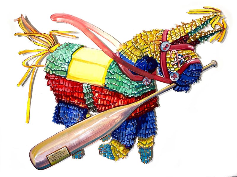Oil painting of a pinata by Joni Wildman