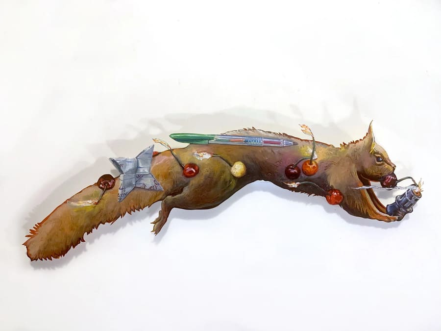Joni Wildman painting of running squirrel