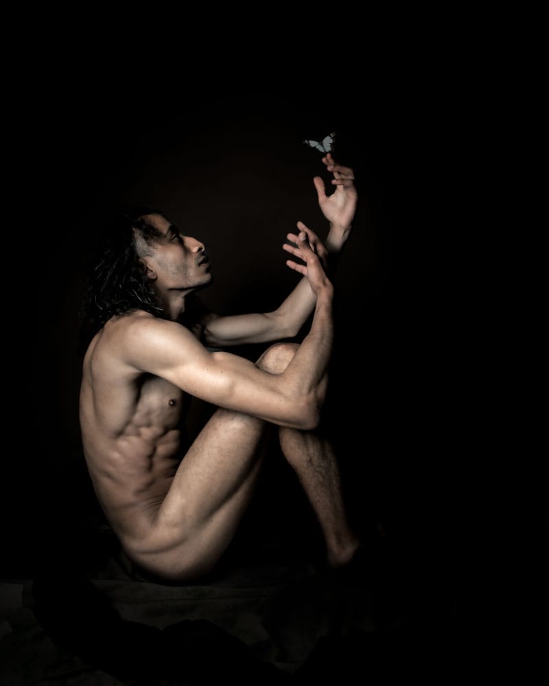 Diego Orlando painting of man and butterfly