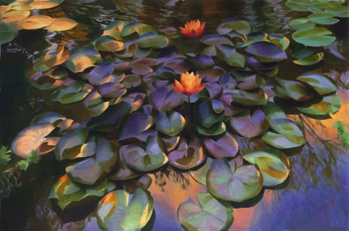 Adrienne Stein painting of blue pond