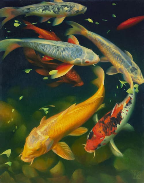 Painting of Koi Fish by Adrienne Stein