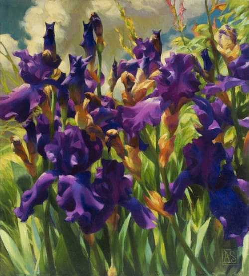 Painting of purple flowers by Adrienne Stein