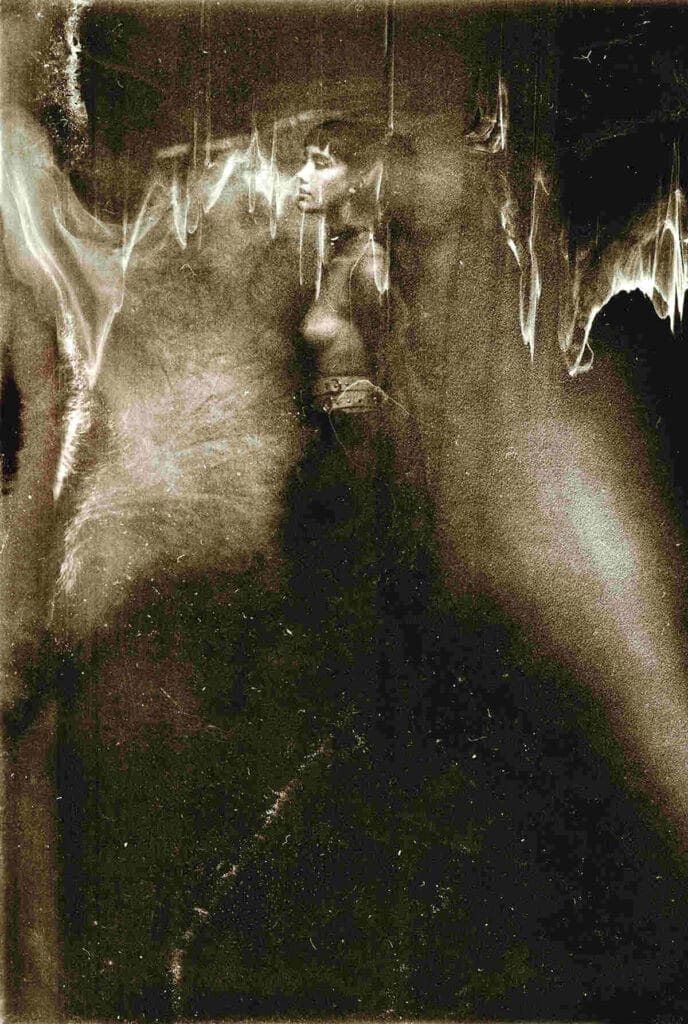 Abstract profile photograph of a woman in black and white by Jeremy Mann